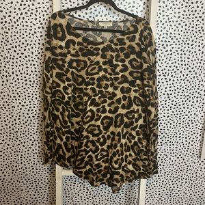 Leopard Umgee Long Sleeve Blouse Plus Size XL